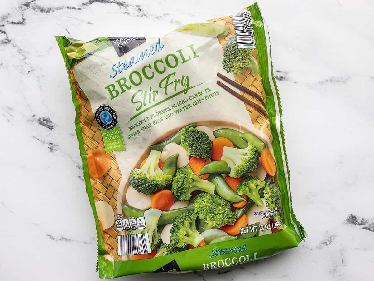 a bag of frozen vegetables