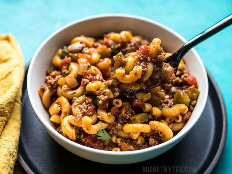 A forkful of warm and comforting One Pot American Goulash