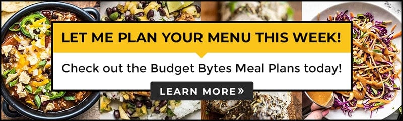 Banner for Budget Bytes Meal Plans with recipes images in the background