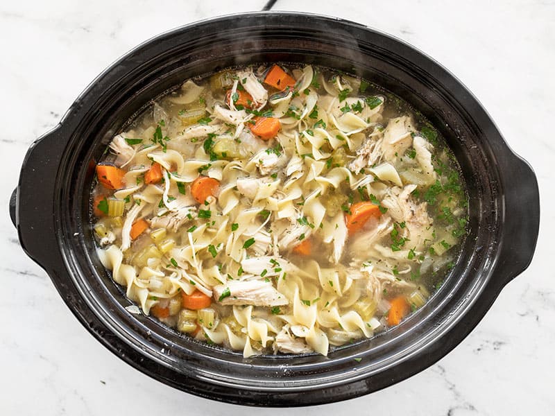 Finished Slow Cooker Chicken Noodle Soup